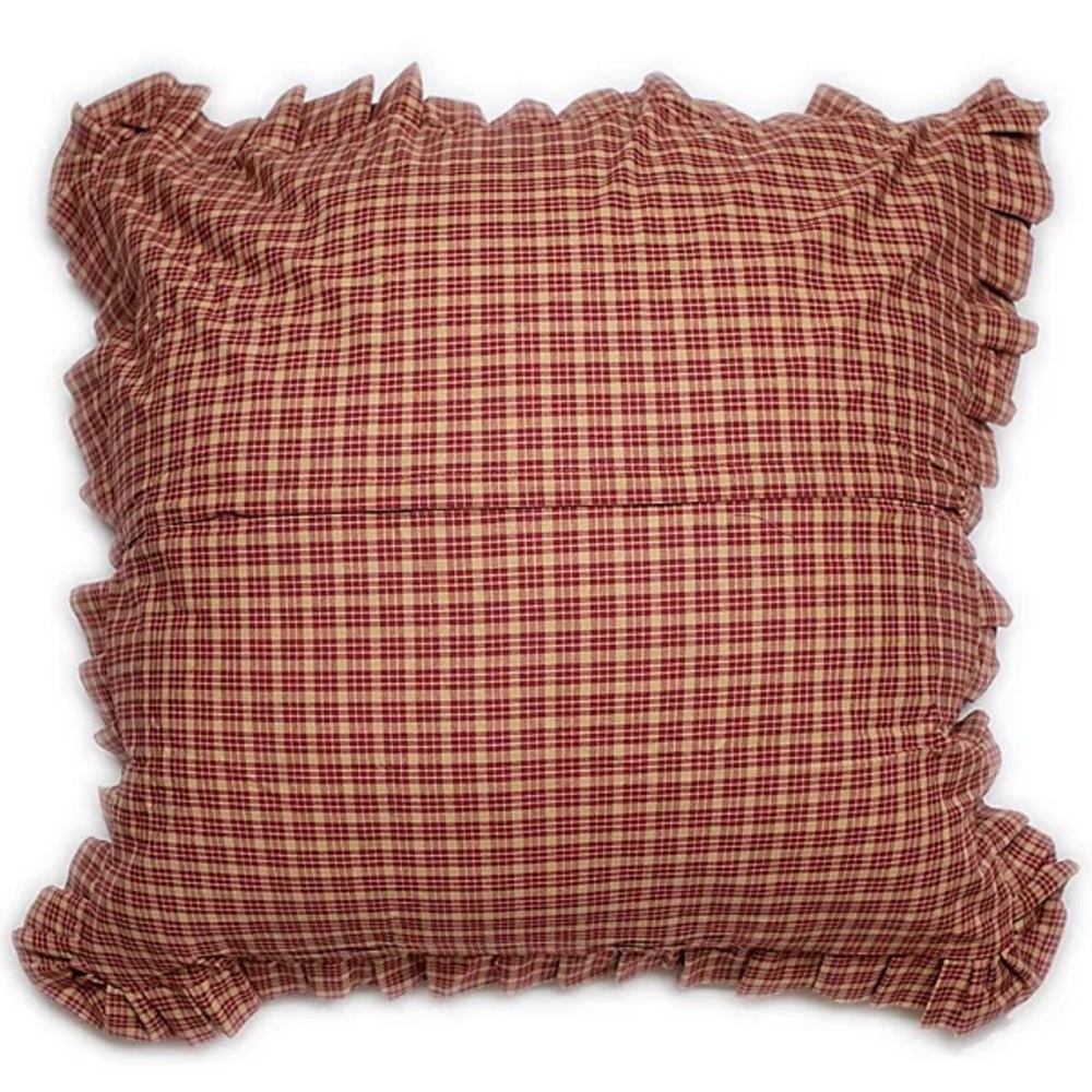 Donna Sharp Euro Sham Campfire Plaid 25” x 25” Square Cotton Rust Red Tan New - Picture 6 of 7